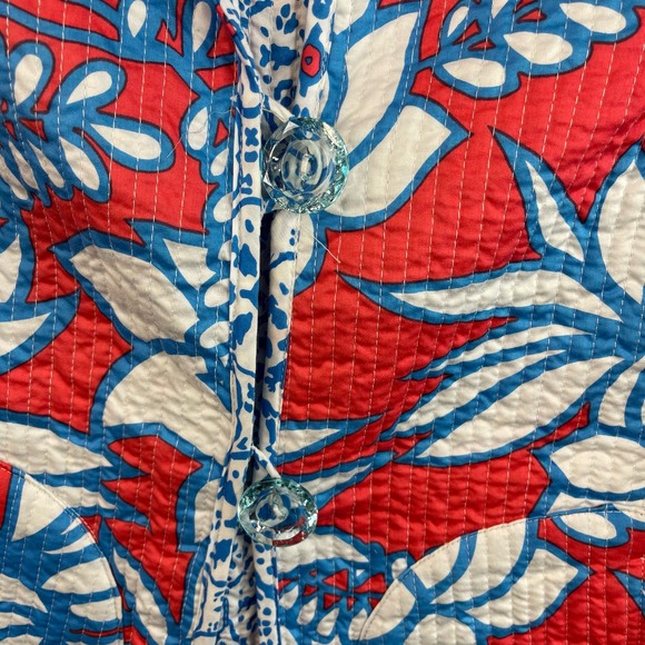 Patty Kim Womens Quilted Jacket Size Small Reversible Print Tropical - Picture 6 of 11
